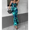 Women's New Summer Resort Style Dress with Hip-covering Hollow Printed Suspender Long Skirt