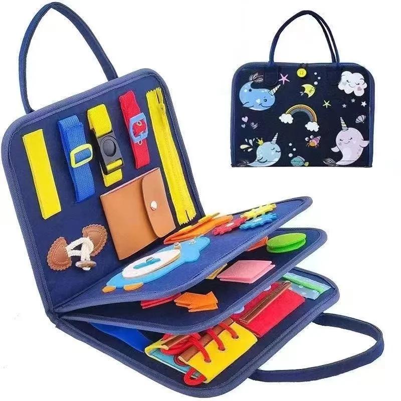 Kids Montessori Suitcase Toys Educational Learning Buckle Training Essential Baby Busy Board Sensory Intelligence Developing