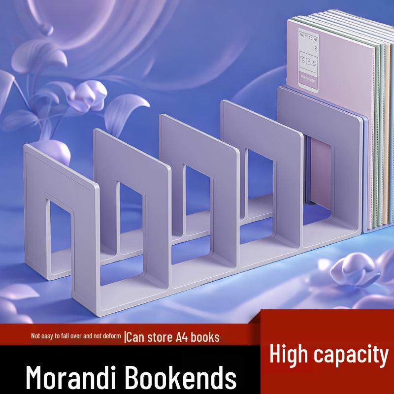 

Vertical Four-Column Book Stand and Desk Bookshelf with Thickened Book Clips рожевий