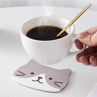 2 Stück Niedliche Katze Untersetzer Kaffee Gläser Tasse Matte Pad Kawaii Getränkeuntersetzer Set Wärmeisolierung Tassenuntersetzer Küchenplatzset für Tisch