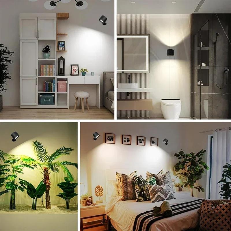 Double Head  Magnetic Wall Lights with Remote Control USB Battery Operated Bedroom Night Light 360° Orientation Reading Lamp
