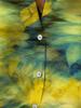 Women's Long-sleeve Shirt with Yellow-green Leaf Print, Bohemian Collared Top In Natural Style