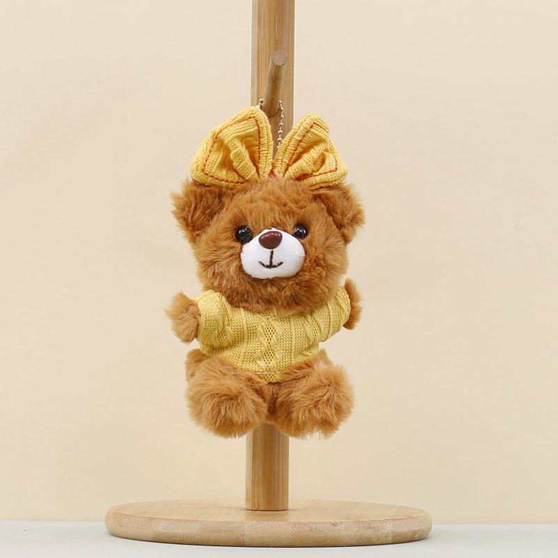 

Sweater Wear Bowknot Bear Plush Keychain Stuffed Toy Animal Doll Gifts Kids коричневий