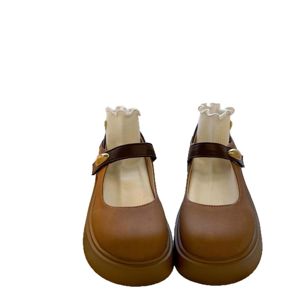 2025 Spring Versatile Women's Shoes Platform Mary Jane Shoes New Casual Shoes Light Mouth Single Shoes British Style Small Leather Shoes Women