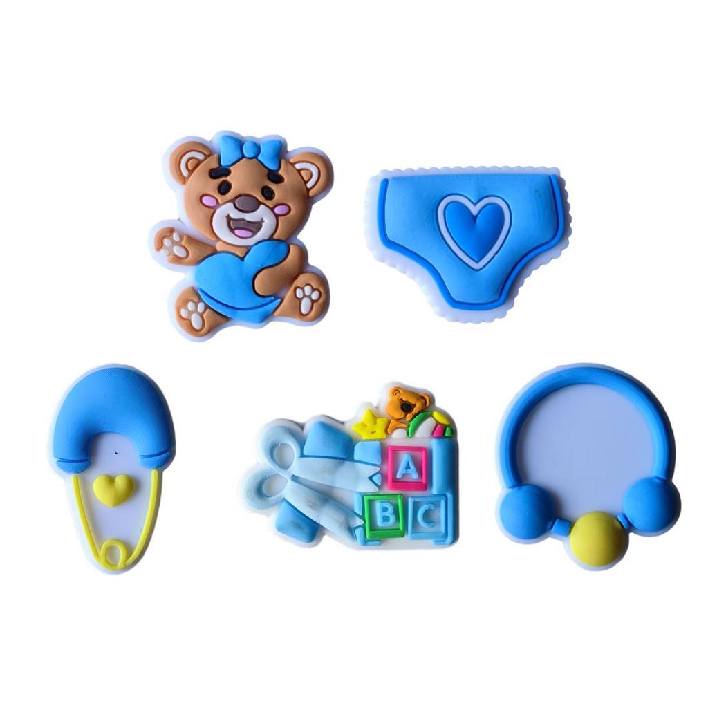Blue Cartoon PVC Shoe Buckle: Cute Detachable Ornament for Hole Shoes