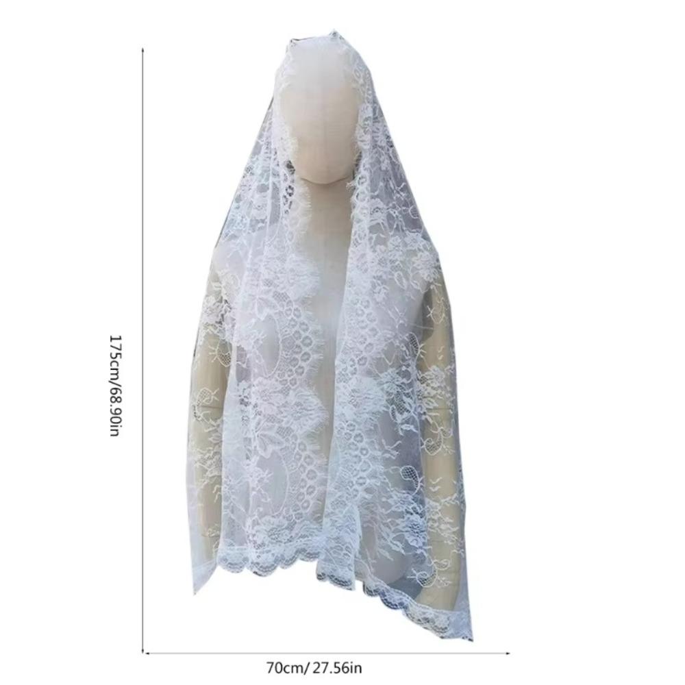 Flower Women Shawl Lace Wedding Veils Elegant Catholic Veil  Mantilla
