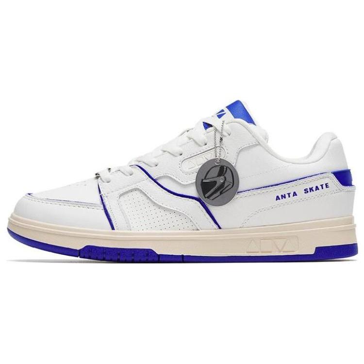 New Anta AOYU Slip Resistant Cushioning Wear Resistant Low Top Skateboard Shoes White Blue 112248026-3