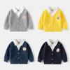 Boys Soft Faux Two-Layer Cardigan Jacket - Hoodless Open Front Coat for Spring and Fall
