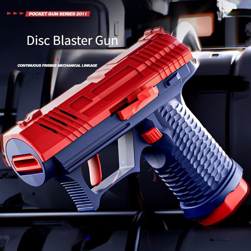 Safe Kids Flying Saucer Toy Foam Disc Launcher Gun for Outdoor Lawn Sports Interactive Plastic Toy Gun Boys Birthday Gifts