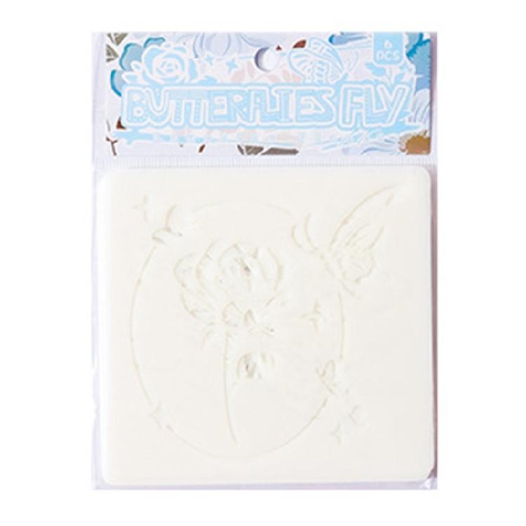 6 Pcs Flowers Stencils for Painting Butterfly Stencils Scrapbook Journal Stencils Hollow Out Drawing Stencils