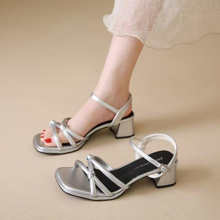 

One word with beautiful sandals women s outer wear 2025 summer new temperament versatile fairy with skirt open-toed high heels 35