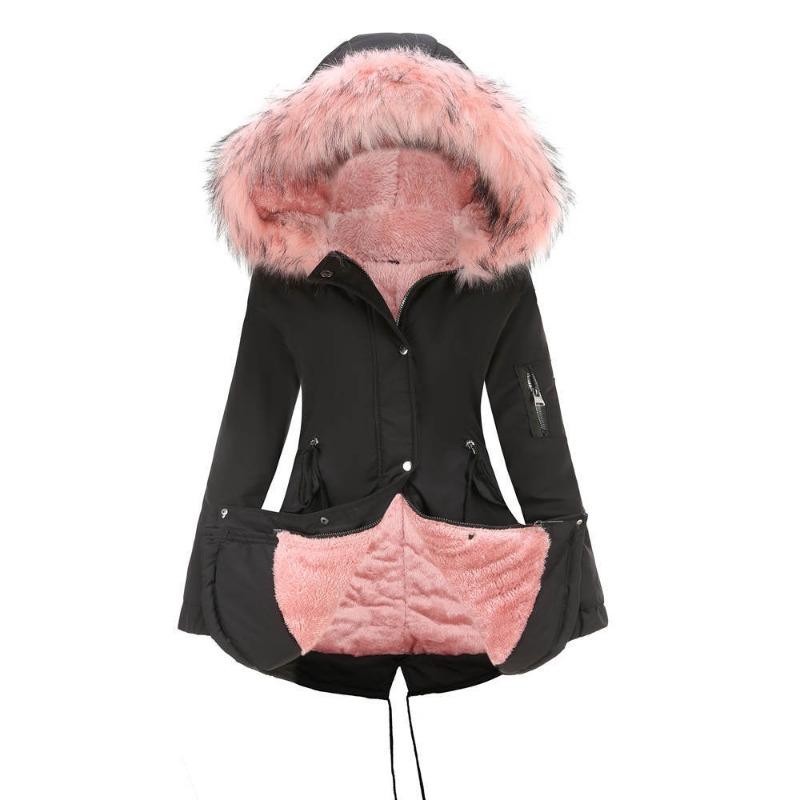 European Code Parka Cotton-padded Coat Medium and Long Hooded Winter Warm Fleece Coat Plus Cotton-padded Clothes
