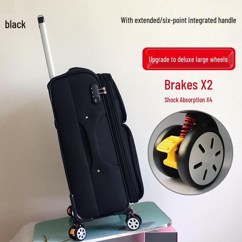 20-Inch Oxford Cloth Trolley Case with Universal Wheels, Leather Suitcase, Password Lock, Carry-On Luggage for Men and Women