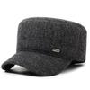 Wool Blend Warm Cotton Hat - Mid-aged & Elderly Cycling & Walking Cold Weather Ear Protection Flat Top Hat - Men's Outdoor Hat