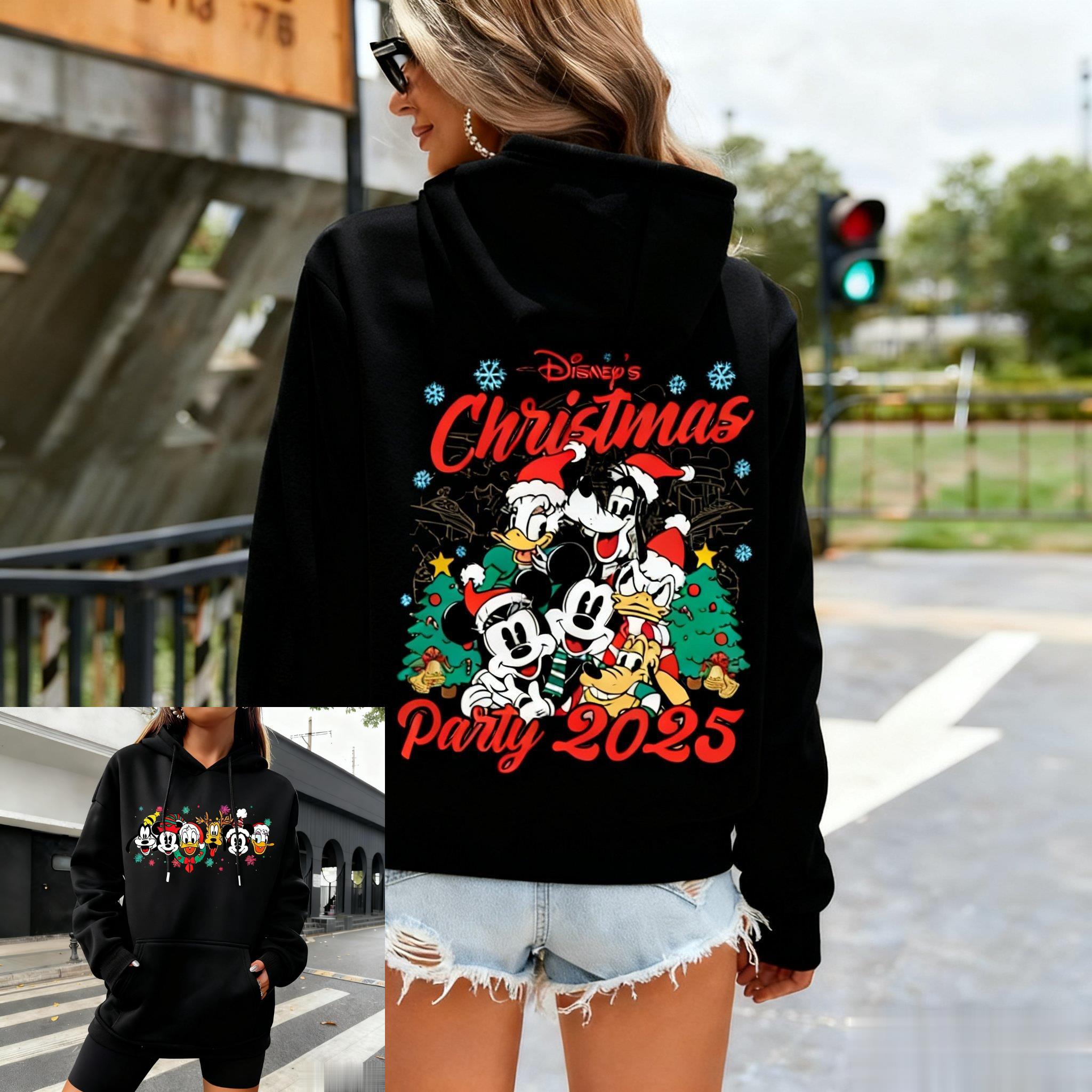 

Disney Christmas Party Print Hoodie Women Men Mickey Cartoon Graphic Pullover Sweatshirt Casual Streetwear Jacket Winter Fashion S