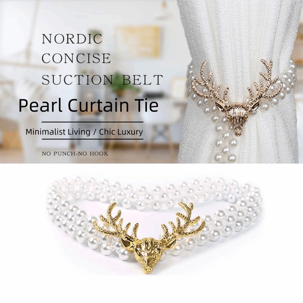 Stretch Elastic Curtain Buckle Straps Adjustable Curtain Decorative Accessories Curtain Tiebacks Pearl Window Curtain Buckles