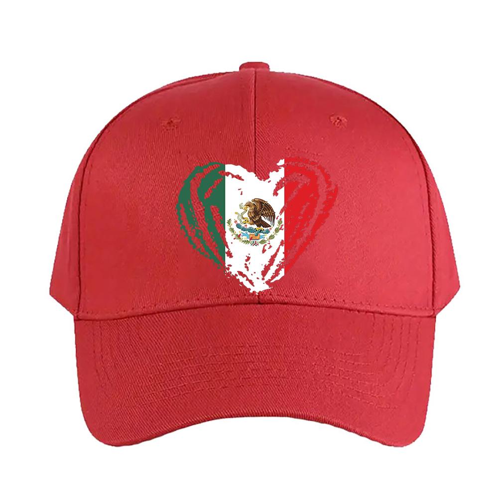 Mexico Mexican Flag Heart Love Cinco De Mayo Cap Summer Woman Man Adult Hat Casual Adjustable Funny Dad Printed Baseball Caps