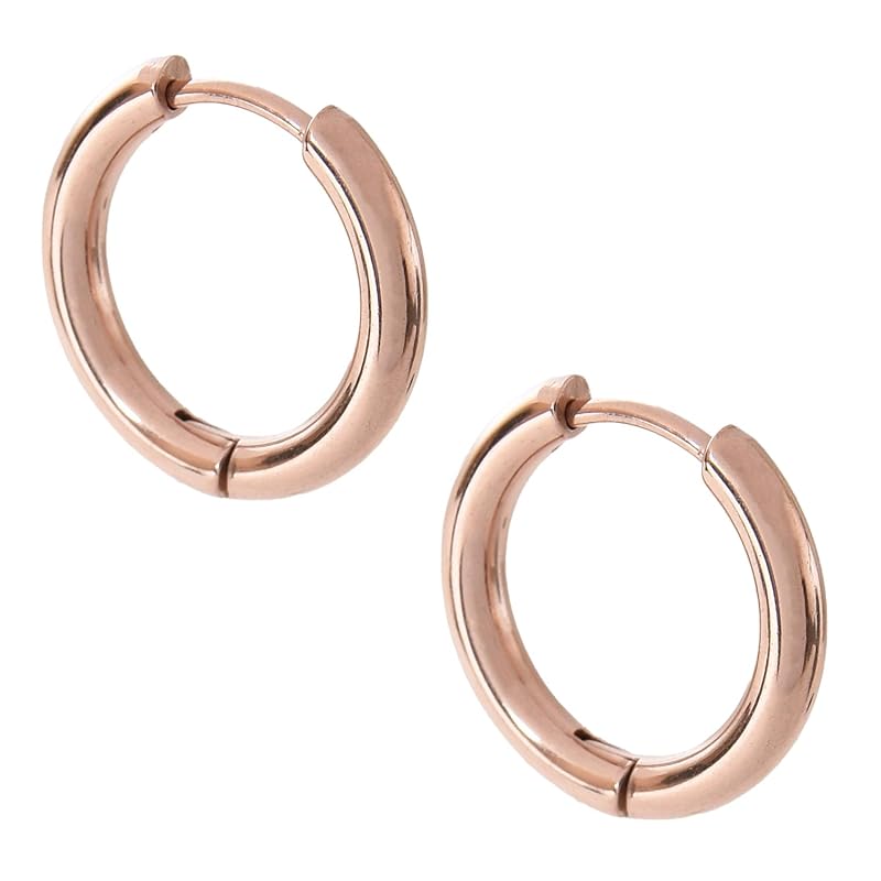 

[SCIOLTO] earrings hoop earrings ring earrings [18G set of 2 both ears] stainless Earrings that don t require a catch permanent earrings (Pink gold