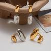 Korea Personality Geometric Ellipse Gold Color Matching Stainless Steel Dangle Earrings for Women Rings Jewelry Does Not Fade