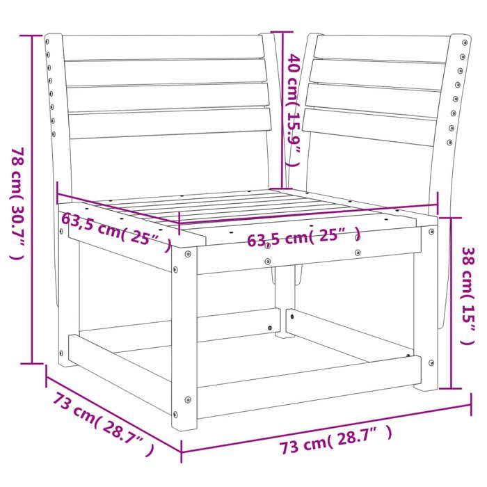 VidaXL Garden Corner Sofa, Sectional Corner Chair, Patio Seat with Backrest, Outdoor Patio Furniture, 844664