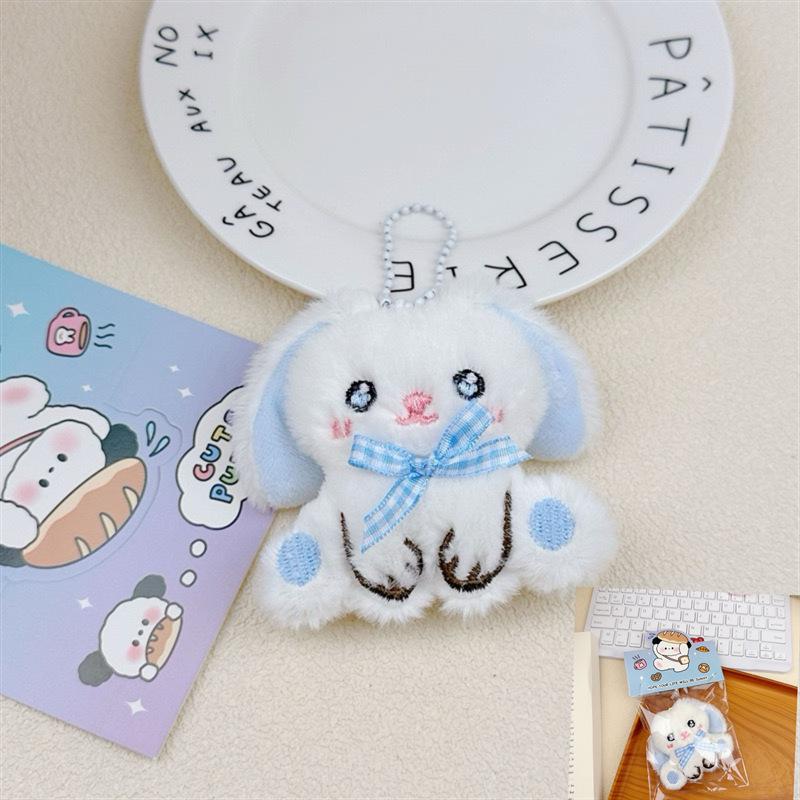 Cute Rabbit Plush Keychain with Bow - Soft Girly Backpack Pendant
