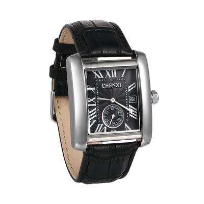 JewelryWe Watch Leather Belt Calendar Waterproof Popular Christmas Gift Men's (Black)