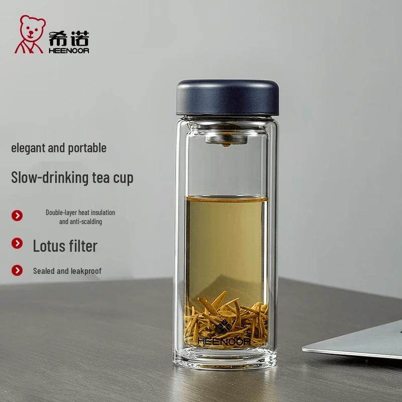 Xino Portable Double-Layer Glass Tea Infuser Bottle