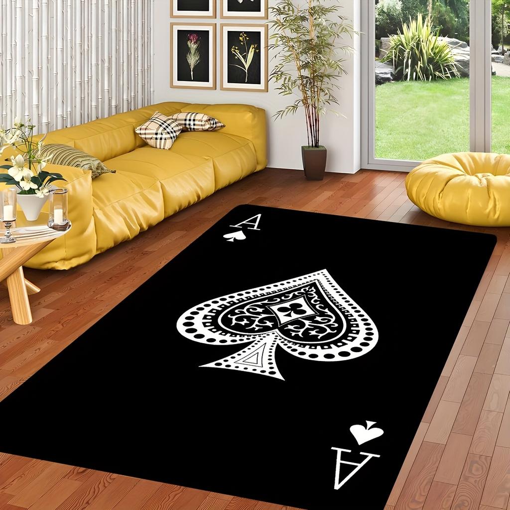 Premium Playing Card Poker Theme Polyester Area Rug Floor Mat Unique Gaming Decoration Runner Home Accent Carpet for Living