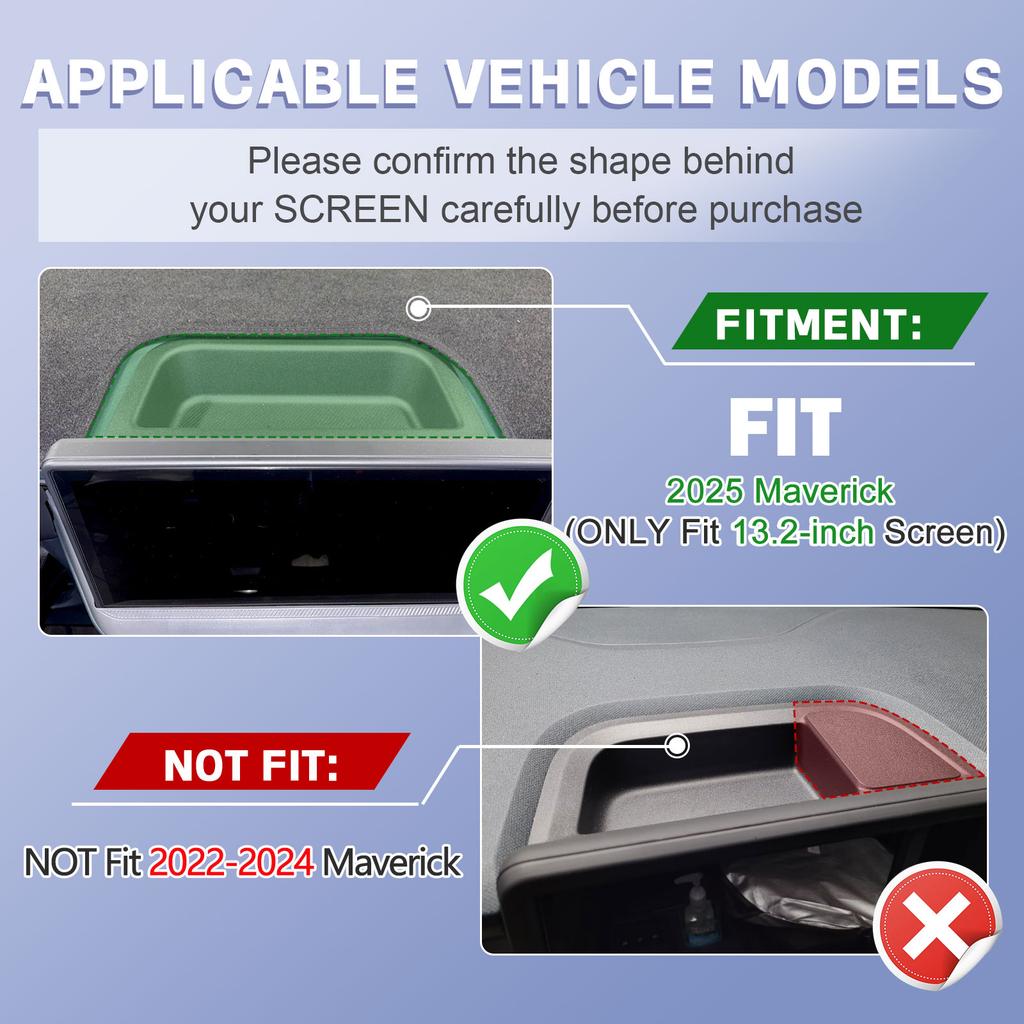 For 2025 2026 Ford Maverick Center Console Dashboard Organizer Behind Screen 13.2-Inch Dash Mount Storage Box Tray Accessories