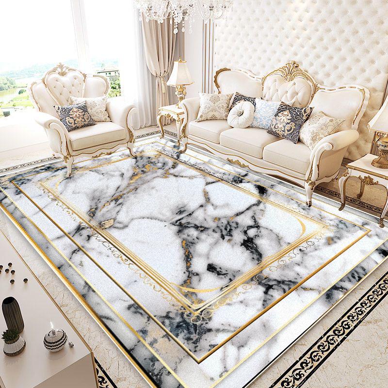 Golden Marble Rugs for Living Room Light Luxury Decoration Sofa Area Large Area Carpet European Home Bedroom Non-slip Floor Mats