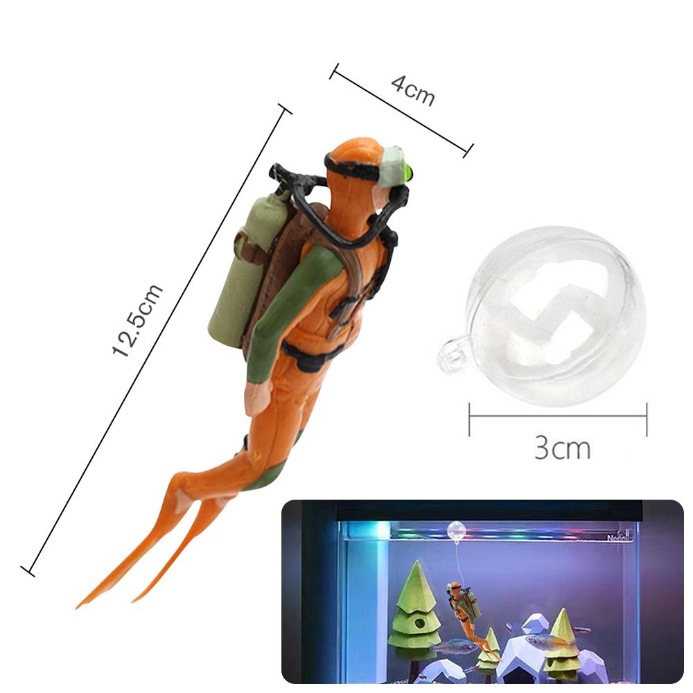 Treasure Chest Hunter Diver Action Figure Fish Tank Ornament Air Bubbler Movement Aquarium Undersea Landscape Decorations
