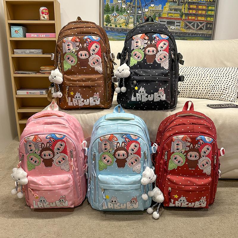 School Bag New Labu Casual Backpack Women's Lightweight Personality Simple Backpack Nylon Cute Student Large-capacity School Bag