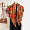 Autumn And Winter White Flower Print Fresh And Elegant 90 Square Scarf Herringbone Shawl Soft Skin-Friendly Warm Scarf