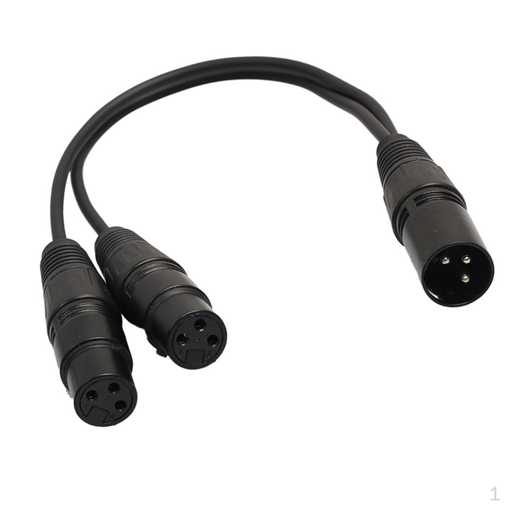 XLR Mic Audio Y-Splitter Cable Connector 3 Pin Male To 2 Female Adapter 1ft