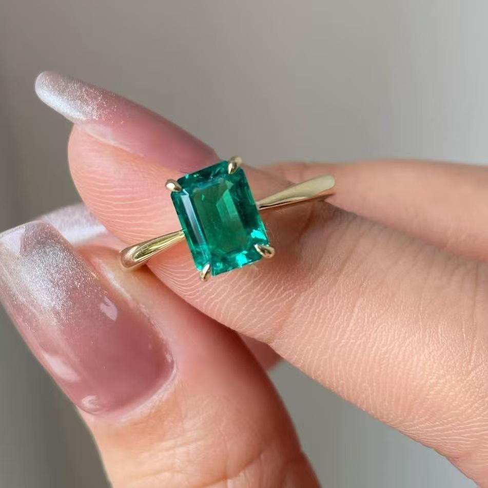 

Элегантные кольца квадратной формы золотого цвета с зеленым камнем для женщин, ювелирные изделия, юбилейные кольца, подарок 10