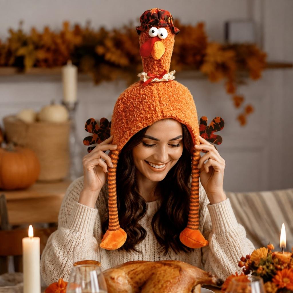 Truthahn-Hut mit langen Beinen für Thanksgiving-Partydekoration und Kostüm