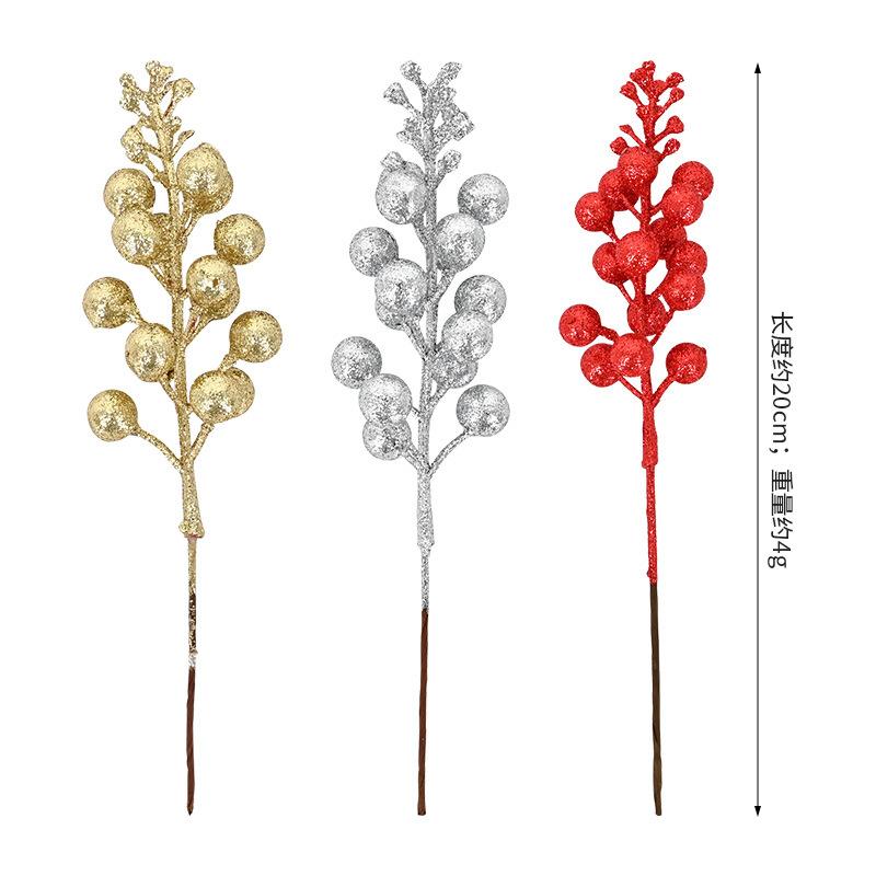 Christmas Decoration 15 Gold, Red And Silver Glitter Simulated Fruit String Fruit, Christmas Tree Wreath Diy Accessories Decoration