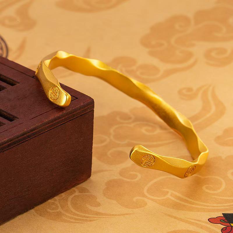 Ancient Wealth-Attracting Gold Bamboo Bangle: Exquisite, Polished, and Versatile Fashion Bracelet