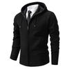 Men S Solid Color Hooded Fleece Knit Cardigan Autumn Winter Casual Coat