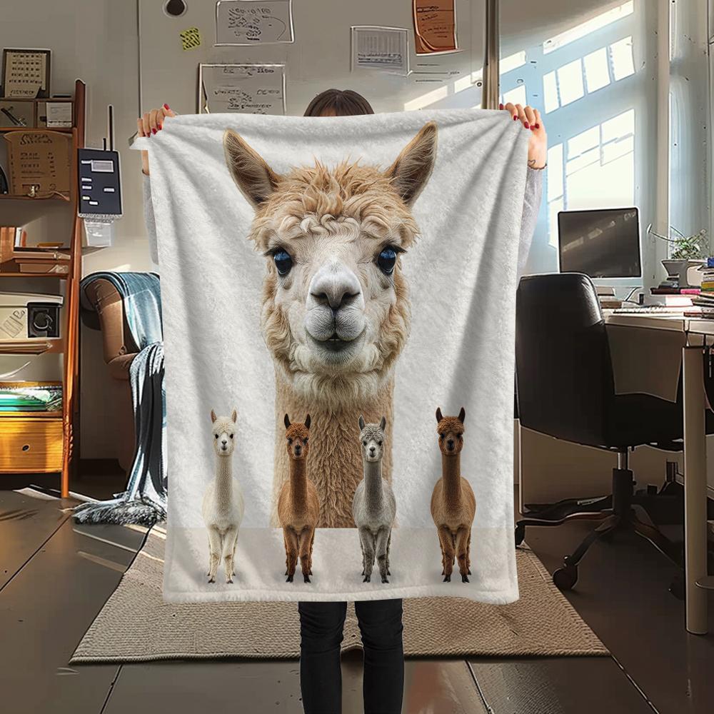 1Pc Horse Alpaca Print Flannel Blanket, High quality Comfortable for All Seasons, Home Decor, Warmth and Comfort, Perfect for Gifts