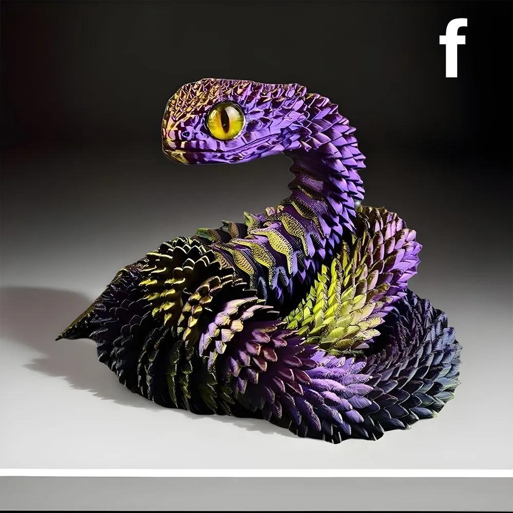 

Скульптура змеи, шарнирная змея, декор, шарнирная змея, фигурка с подвижными суставами, 3D-печатная модель для дома, для книжной полки f