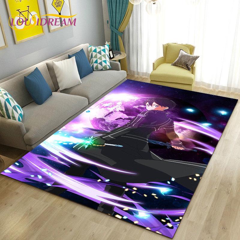 SAO Sword Art Online Anime Area Rug Large,Carpet Rug for Living Room Bedroom Sofa Doormat Decoration, Non-slip Floor Mat Cover