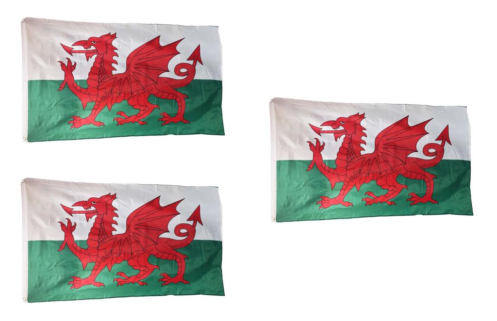 Premium Quality 5 Feet X 3 Feet Wales Welsh Flag With Eyelets For Camping And Boating