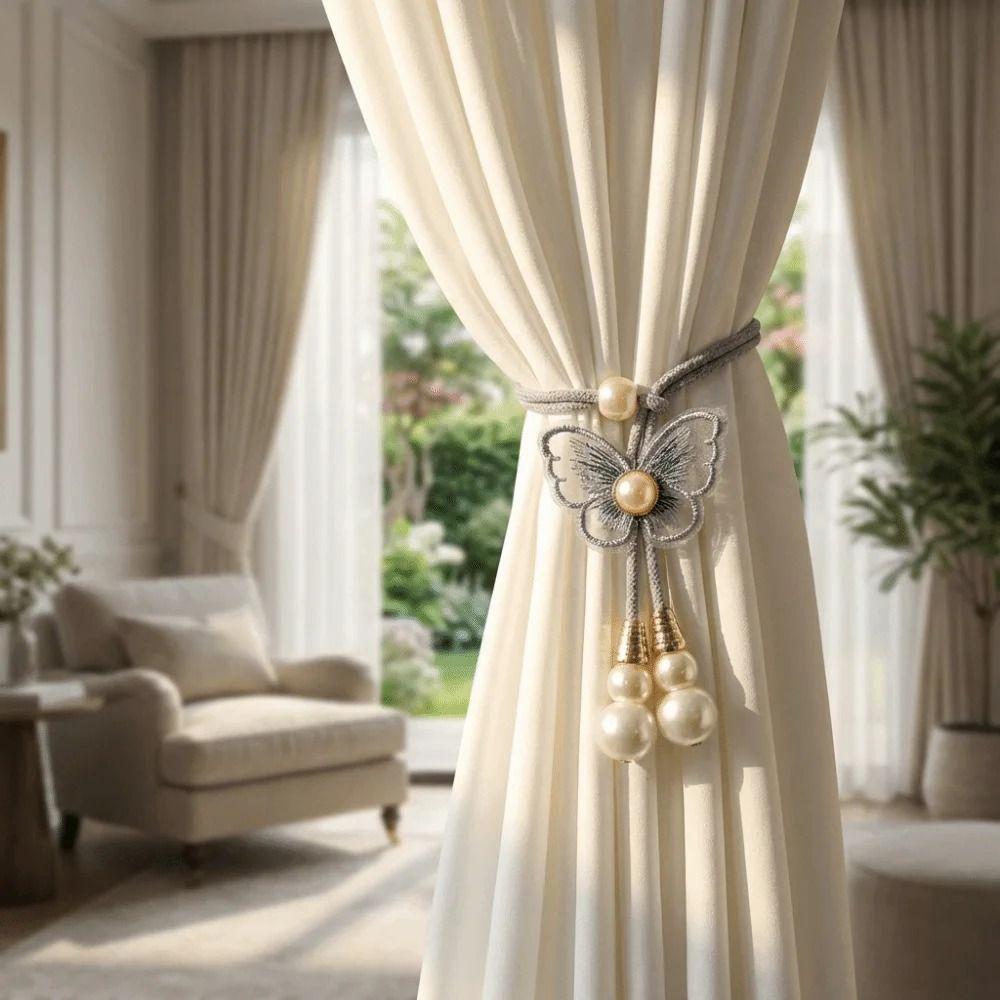 Elastic Band Butterfly Shape Curtain Tieback Adjustable Curtain Rope Kids Room Home Decor