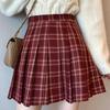 Női Magas derekú Retro Kockás A-vonalú Pliszírozott Szoknya Tavaszra, Nyárra, Őszre – Fényáteresztés elleni Rövid Koreai Stílus