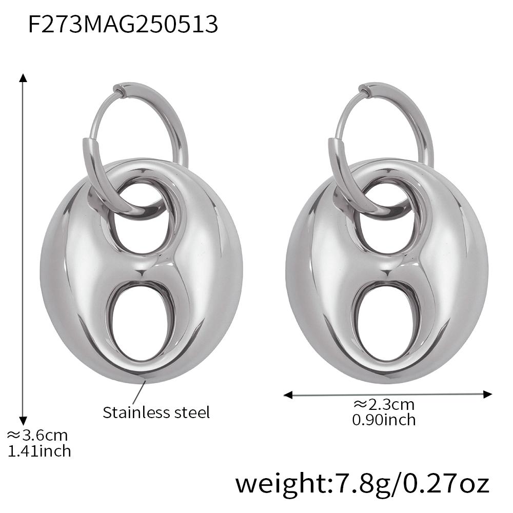 Stainless Steel Chunky Earrings For Women 18k Gold Plated Waterproof Non Tarnish Women's Coffee Bean Shaped Dangle Hoop Earring