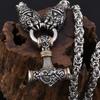 New Stainless Steel Viking Thor 'S Hammer Pendant Necklace Stainless Steel Wolf Claw Men 'S Necklace 