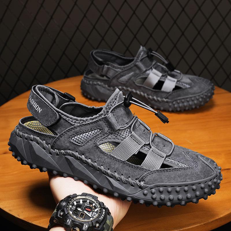 Summer Men Sandals Genuine Leather Mens Casual Shoes Outdoor Men Leather Sandals for Men Beach Shoes Roman Mens Shoes