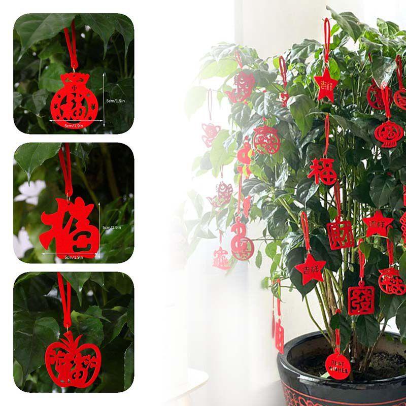 Beautifully Crafted 8pcs Chinese New Year Cny Outdoor Red Decor Festival Bonsai Money Tree Pendant