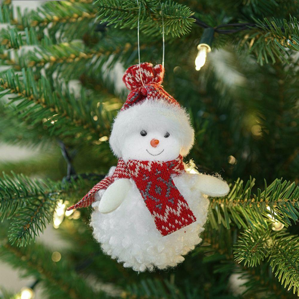 Cute Christmas Plush Snowman Pendant Xmas Ornament Christmas Tree Pendant  New Year